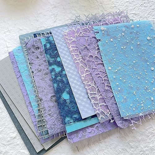 Miniatura 2 de K Kattone 32 piezas de papel de recortes hecho a mano, papel texturizado Morandi A6, hoja de malla de tela de morera, mezcla de papel especial para