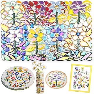 LOTOFUN Mosaic Tiles for Stepping Stones: Ceramic Iridescent 610g Mosaic...