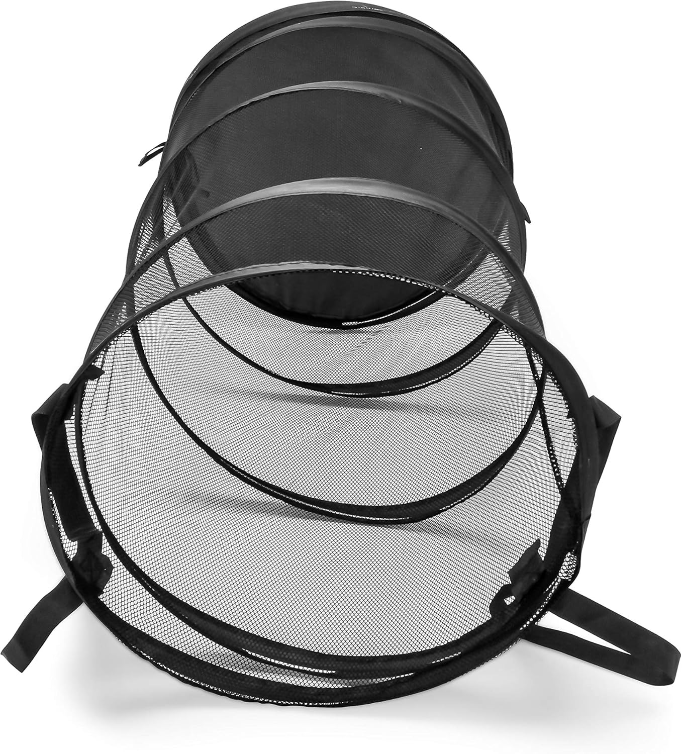 Camco Pop Collapsible Mesh Hamper Basket with Handles-Easy to Store and Clean, Perfect for Travel, Dorms, and More, Minimizes Moisture Caused Laundry Odors-Black (51977)