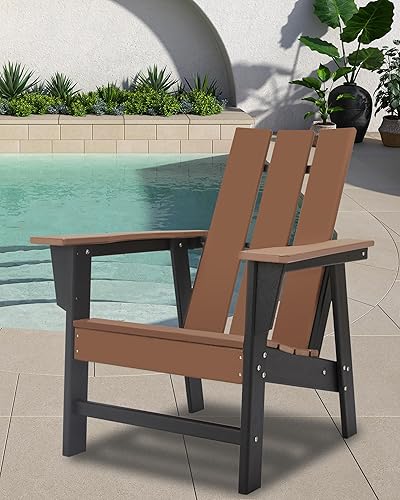 Miniatura 5 de VOQNIS Silla Adirondack para exteriores, sillas de patio de plástico HDPE para fogatas, jardines, cubiertas, resistente a la intemperie del mar,