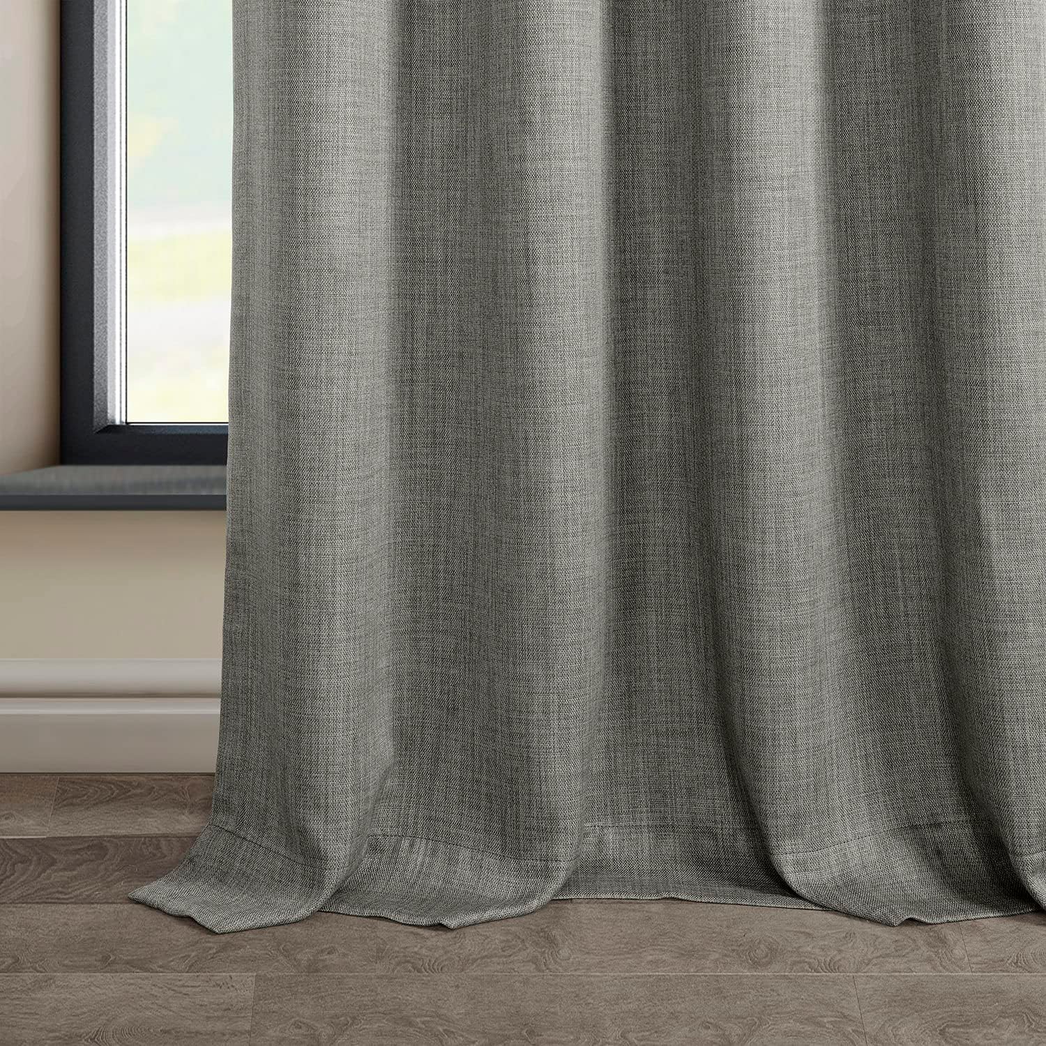HPD Half Price Drapes - Grommet Faux Linen Curtains for Living Room (1 Panel) - 50W X 96L - Textured Room Darkening Curtains for Bedroom 96 Inches Long - Drapes for Home Decor, Blazer Grey