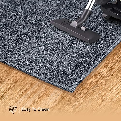 Miniatura 6 de Alfombra moderna de color sólido comercial para interiores y exteriores, color azul petróleo, de 3 x 5 pies, apta para mascotas y niños, fabricada