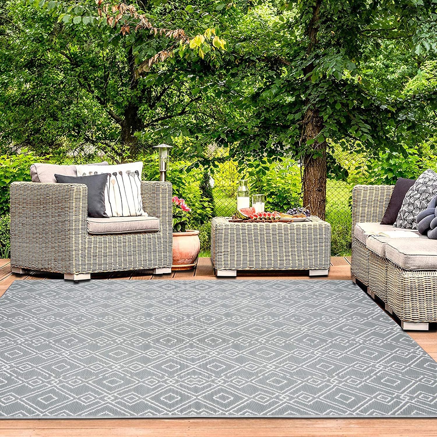 HEBE Reversible Indoor Outdoor Rugs 6x9 Ft Stain Resistant Plastic Straw Rug Large Outdoor Camping Rug Mat Patio Rug Waterproof Floor Mats for Deck Beach Picnic BBQ : Patio, Lawn & Garden