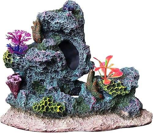 majoywoo Colorido arrecife de coral para decoración de acuarios, decoración de pecera de resina artificial, escondite de peces Betta de peces de