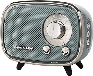 Crosley CR3039A-TN Rondo Retro Portable Rechargeable Bluetooth Speaker, Tourmaline