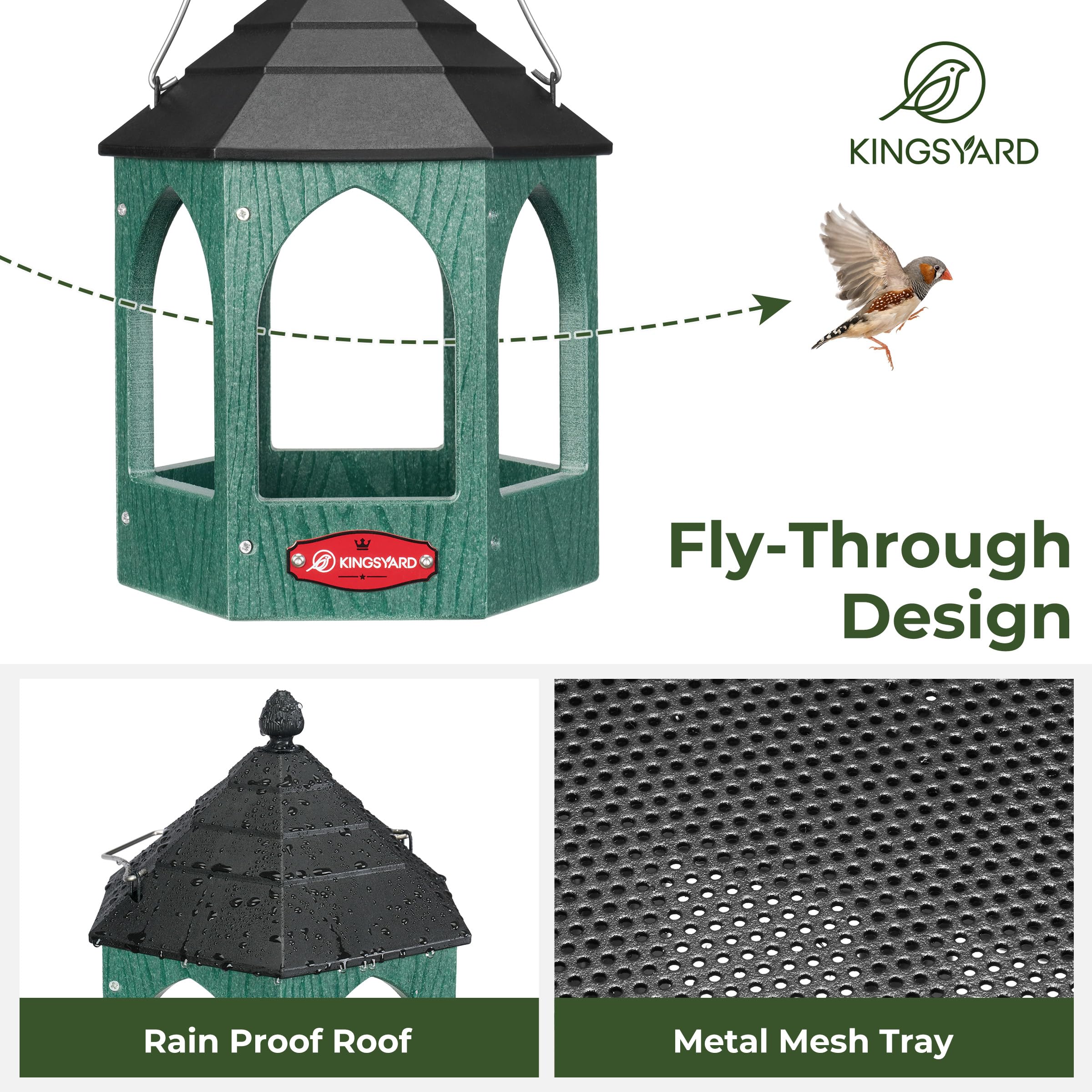 Kingsyard Platform Bird Feeder - Green -3