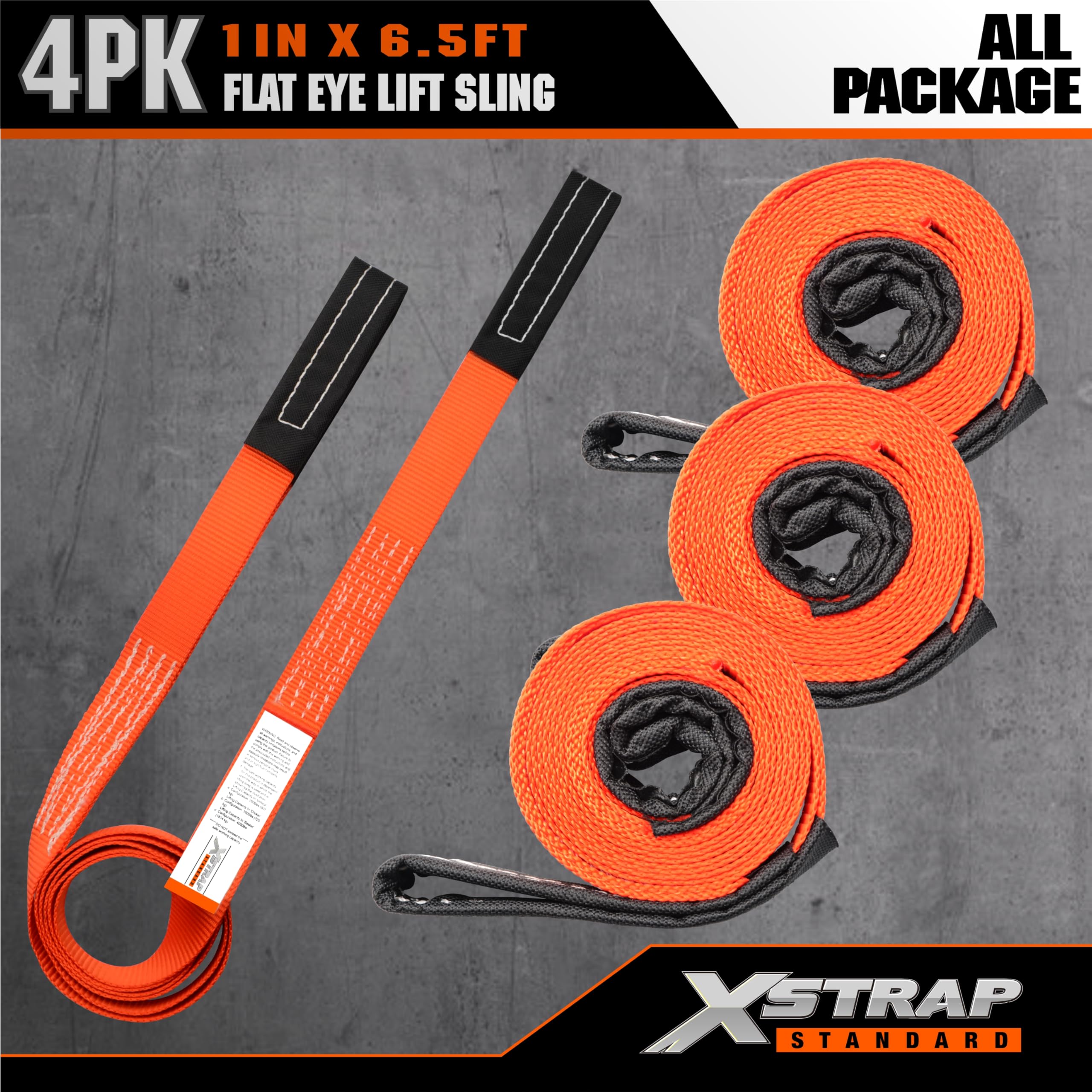 XSTRAP Lifting Slings - 4 Pack 1" x 6.5ft -8 XSTRAP Lifting Slings - 4 Pack 1" x 6.5ft -8