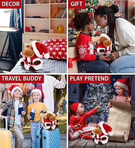 Miniatura 4 de DolliBu Juguete de peluche de animales de peluche de Papá Noel, vestido de animales salvajes súper suave con atuendo de Papá Noel rojo, bonito