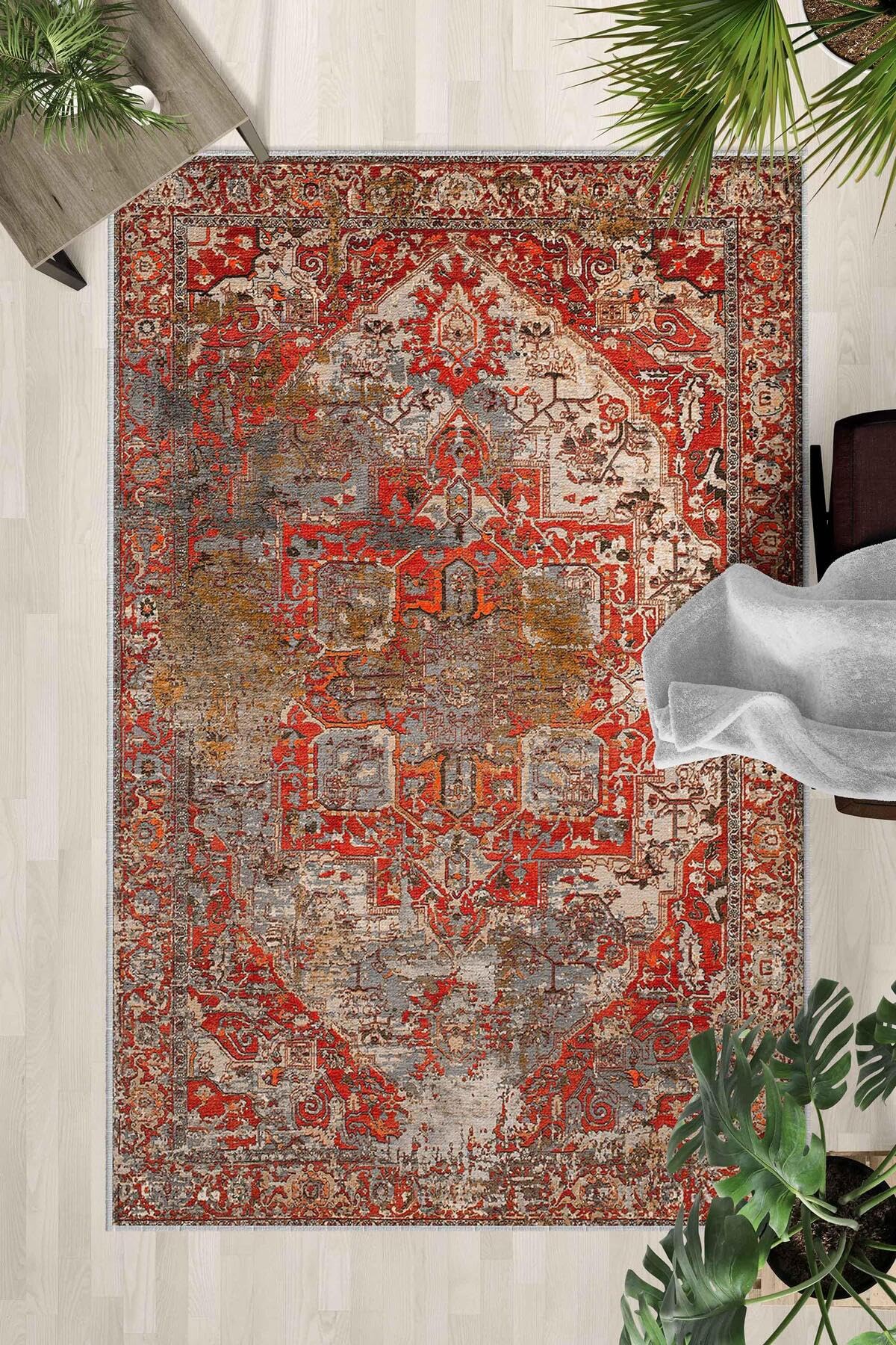 Monnhein Çok Renkli Halı 0095 - Yıkanabilir, Kaymaz Taban, Dijital Baskılı, Leke Tutmaz, İnce Hav, Modern Salon, Oturma Odası, Yatak Odası ve Mutfak için Dekoratif Halı