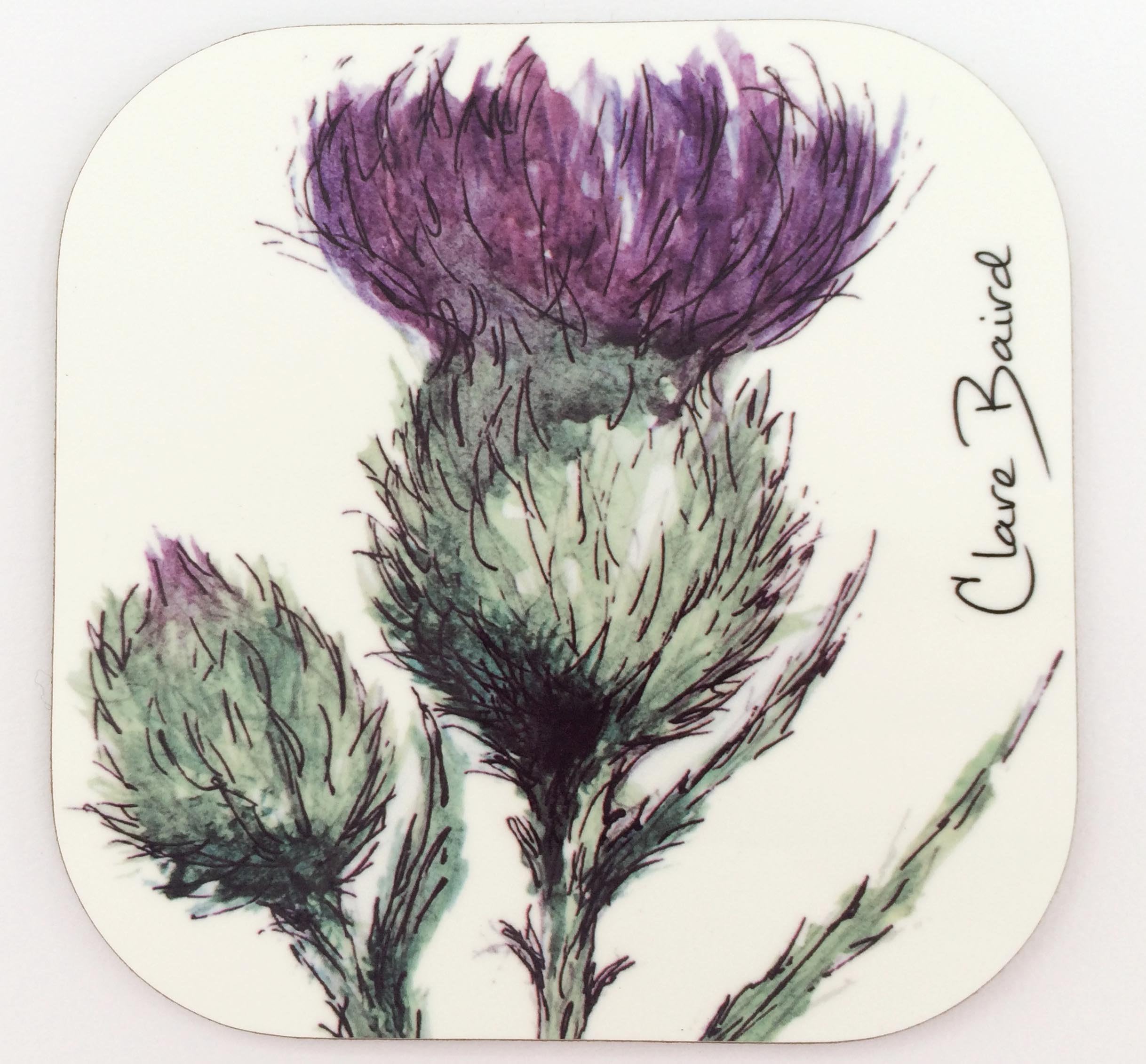 Clare Baird Scottish Thistle Flower of Scotland Coaster Table Mat