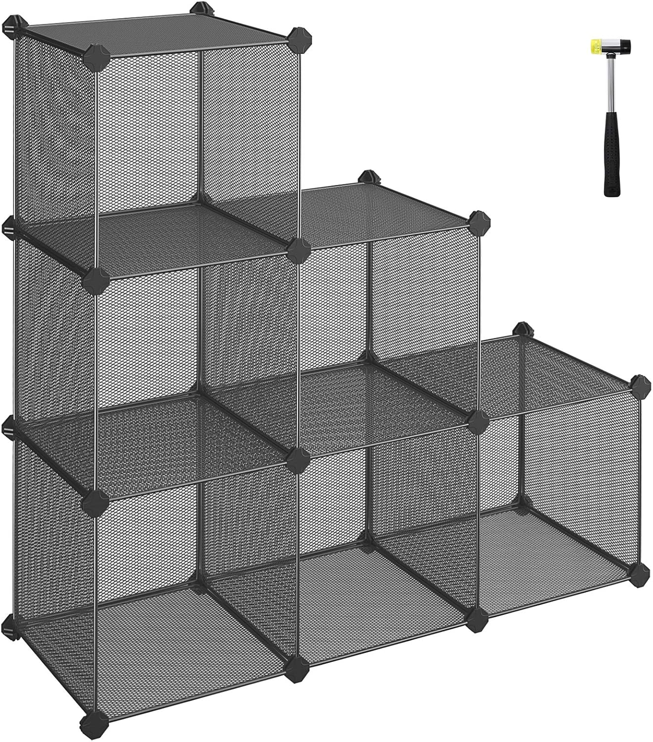 SONGMICS 6-Cube Metal Mesh Storage Cube Bookcase Industrial 