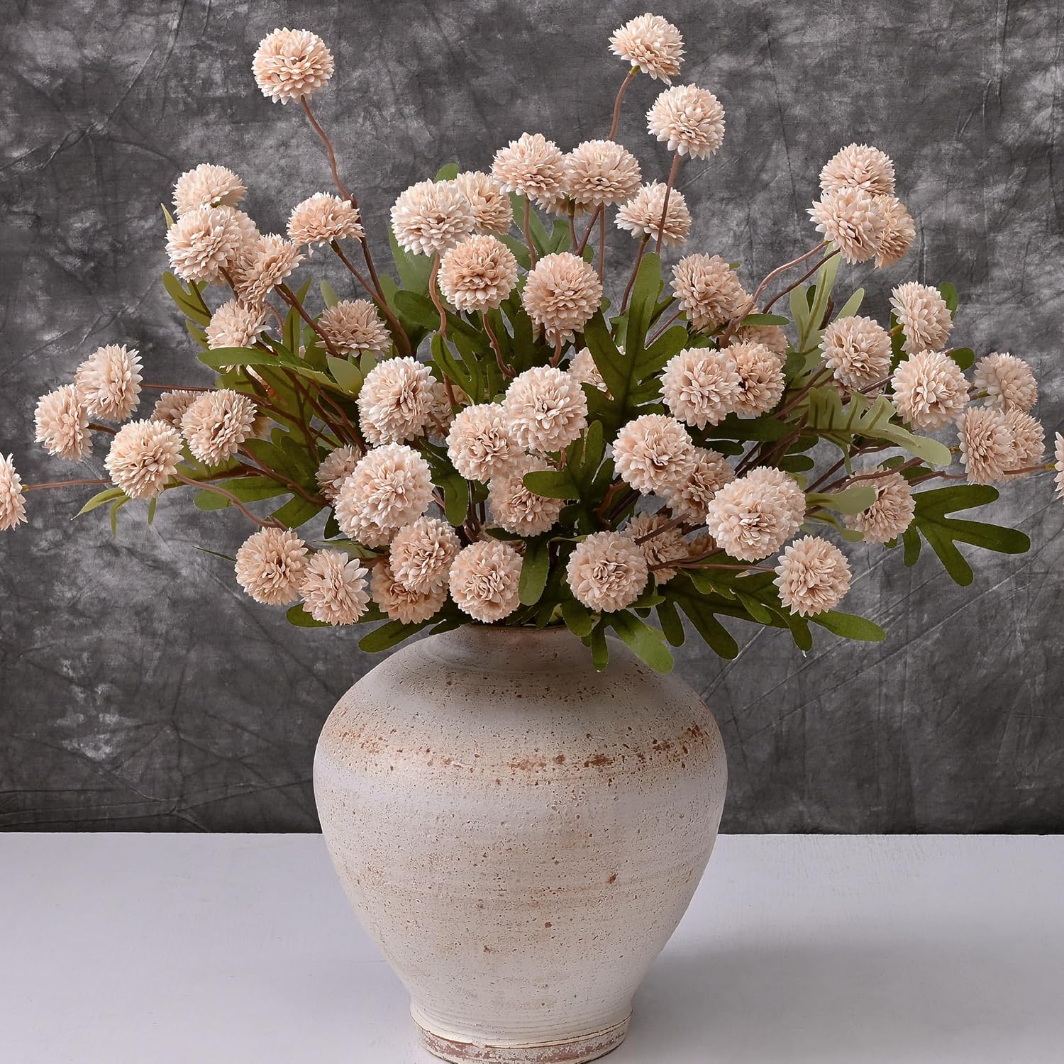 Waipfaru 10pcs Fake Silk Pompon Mum Artificial Flowers, Bulk Faux Mini Chrysanthemums, for Centerpieces Wedding Fillers Champagne Arrangements Boho Decor, No vase, Beige Waipfaru 10pcs Fake Silk Pompon Mum Artificial Flowers, Bulk Faux Mini Chrysanthemums, for Centerpieces Wedding Fillers Champagne Arrangements Boho Decor, No vase, Beige
