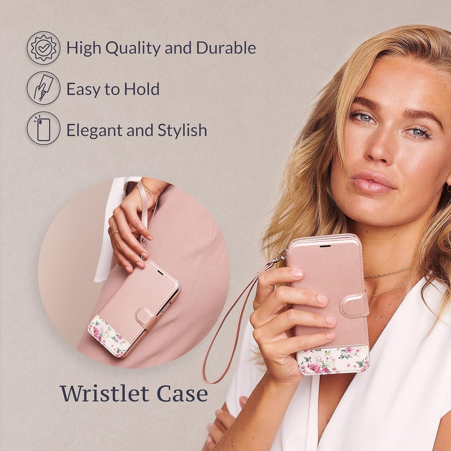 Compatible For iPhone 11 Wallet Case for Women and Men - Case with Card Holder - [Slim + Durable] - Faux Leather -Flip Cell Phone case- i Phone 11 Purse Cases - Floral Charm [Includes Wristlet]