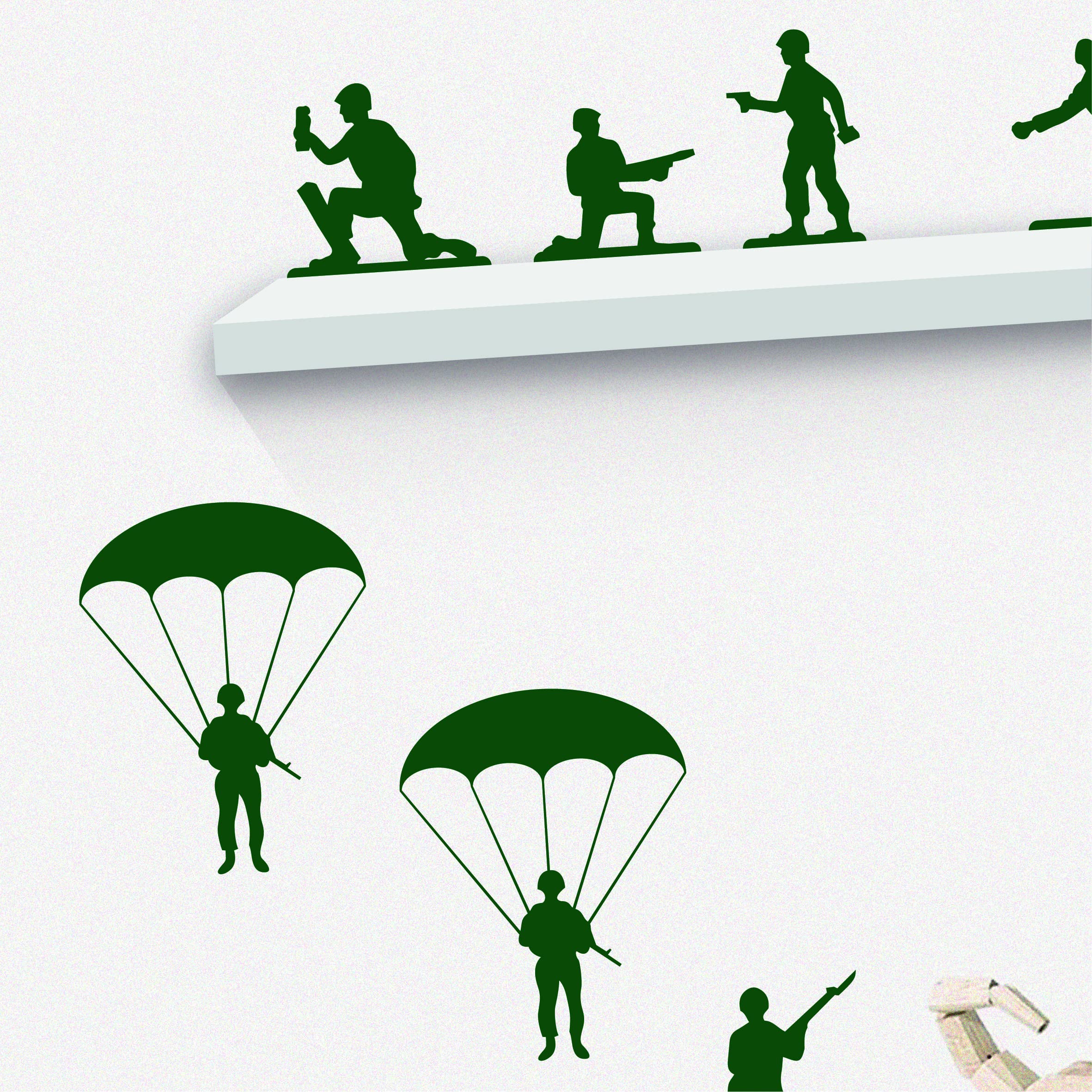 Set of 22 Army Toy Soldiers | Kids Bedroom Removable Vinyl Wall Decal Stickers | 24 Colours Available