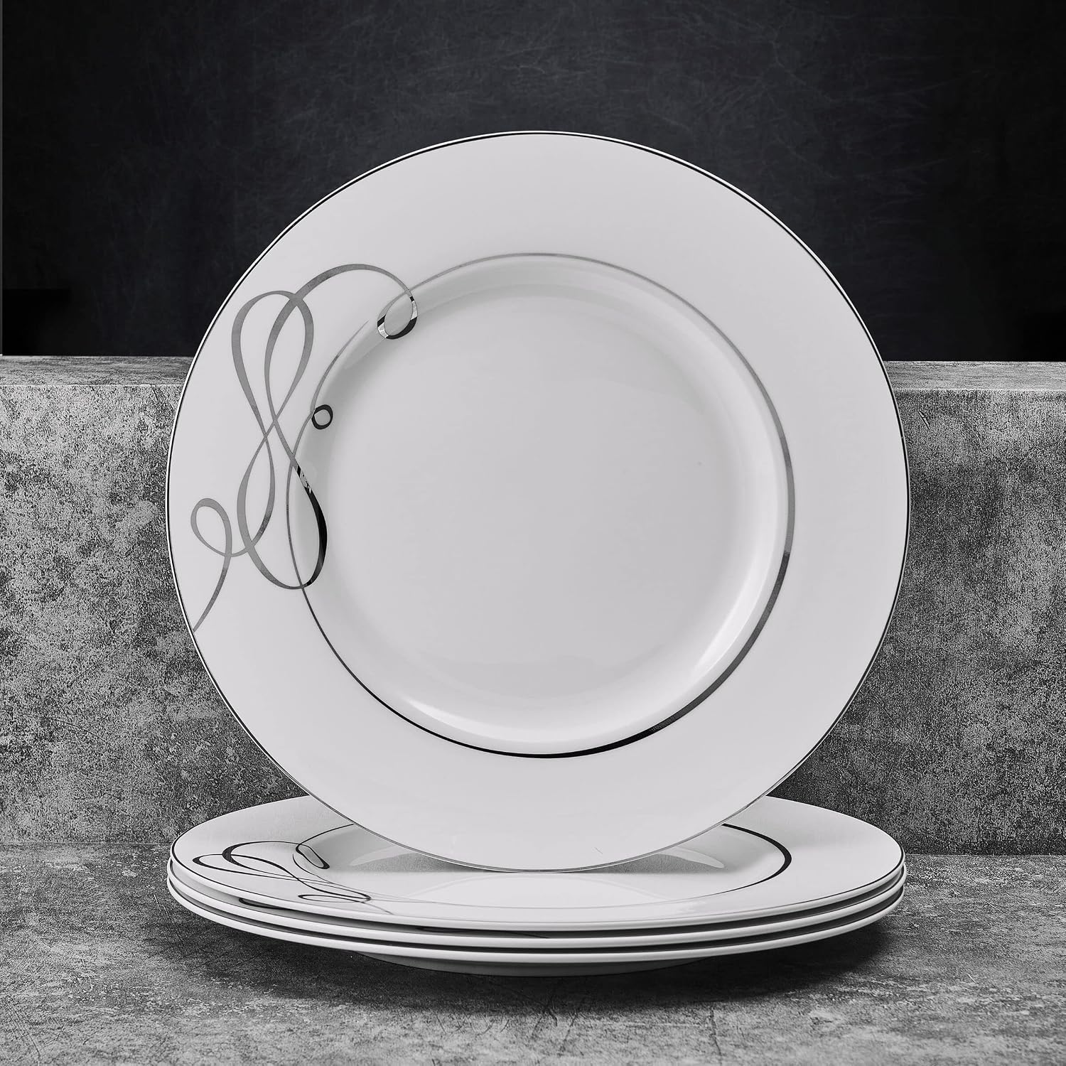 Mikasa Love Story Platinum Banded Dinner Plates, Set of 4