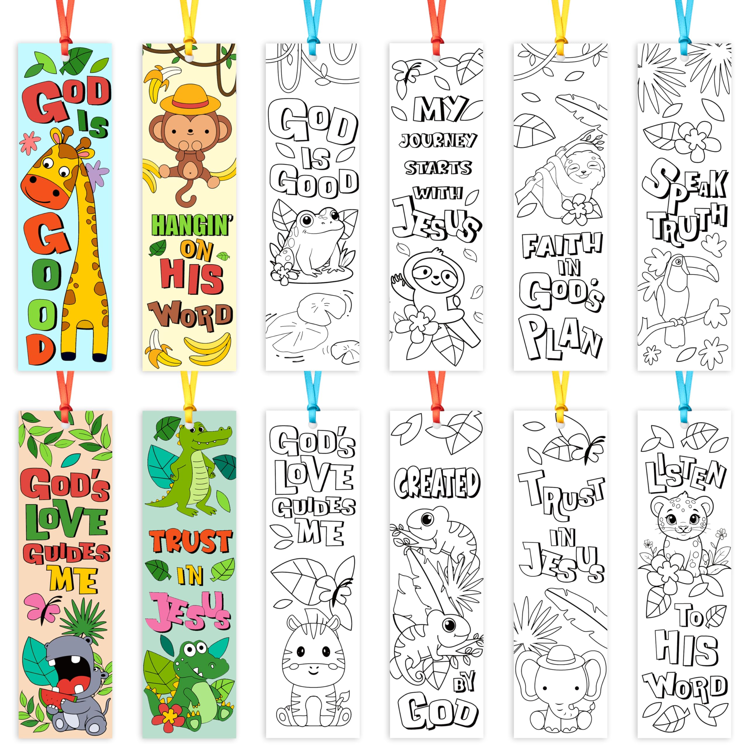 Amazon.com : Jungle Animals Color Your Own Bookmarks for Kids - 120Pcs ...