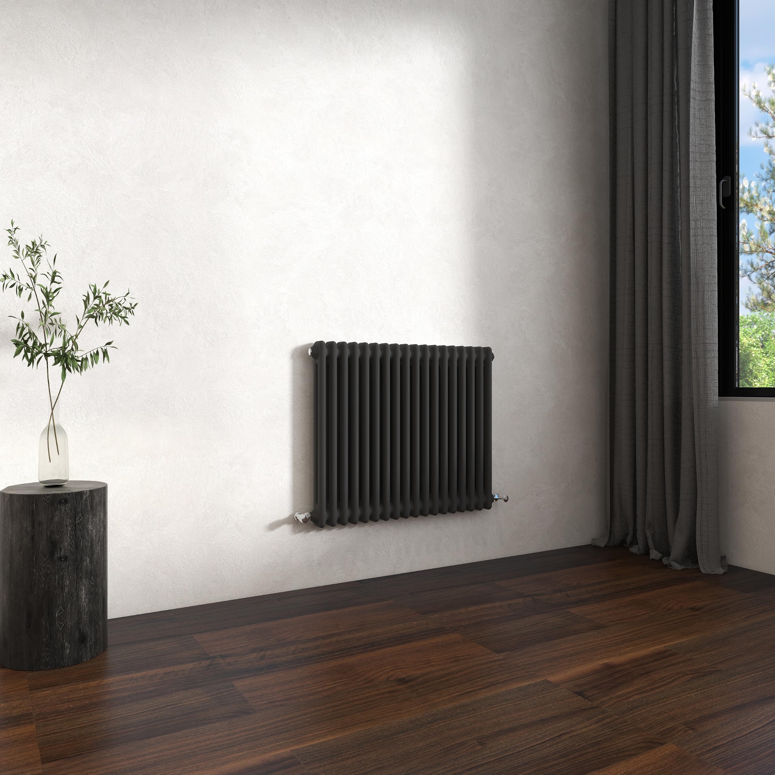 Traditional 2 Column Cast Iron Radiator 600x830mm Horizontal Anthracite