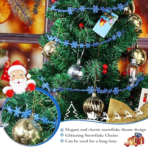 Miniatura 4 de Boao Guirnalda de copos de nieve de invierno con purpurina para colgar adornos de plástico para cortinas de cuentas, accesorios de boda, 32.8 pies