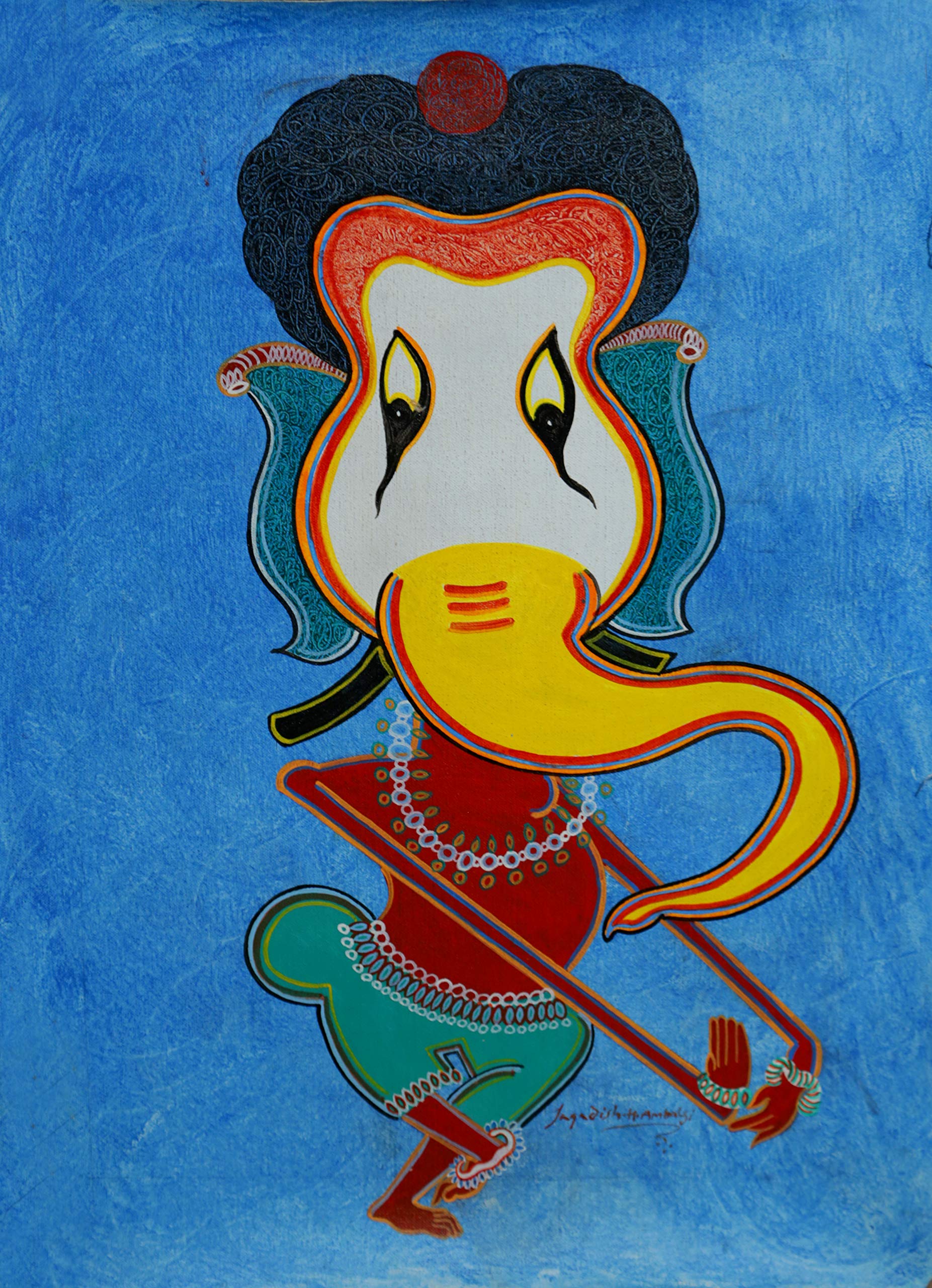 Dancing Ganesha (Acrylic Painting By Jagadish Ambalgi)-image-41