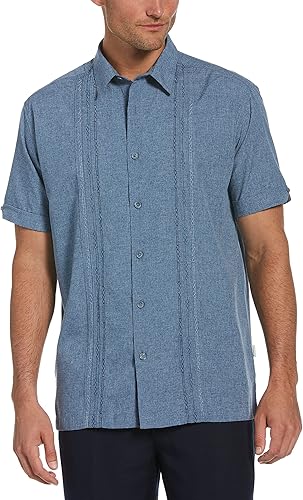Cubavera Camisa casual de manga corta bordada para hombre, ajuste clásico con botones (disponible en tallas grandes y altas)