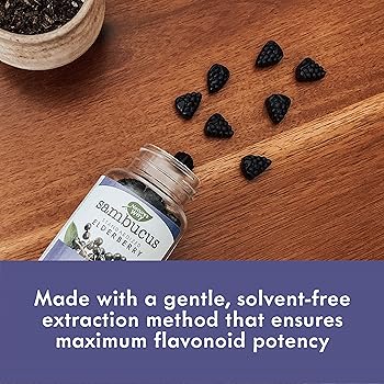 Nature's Way Sambucus Black Elderberry Gummies with Vitamin C and Zinc, 60 Gummies