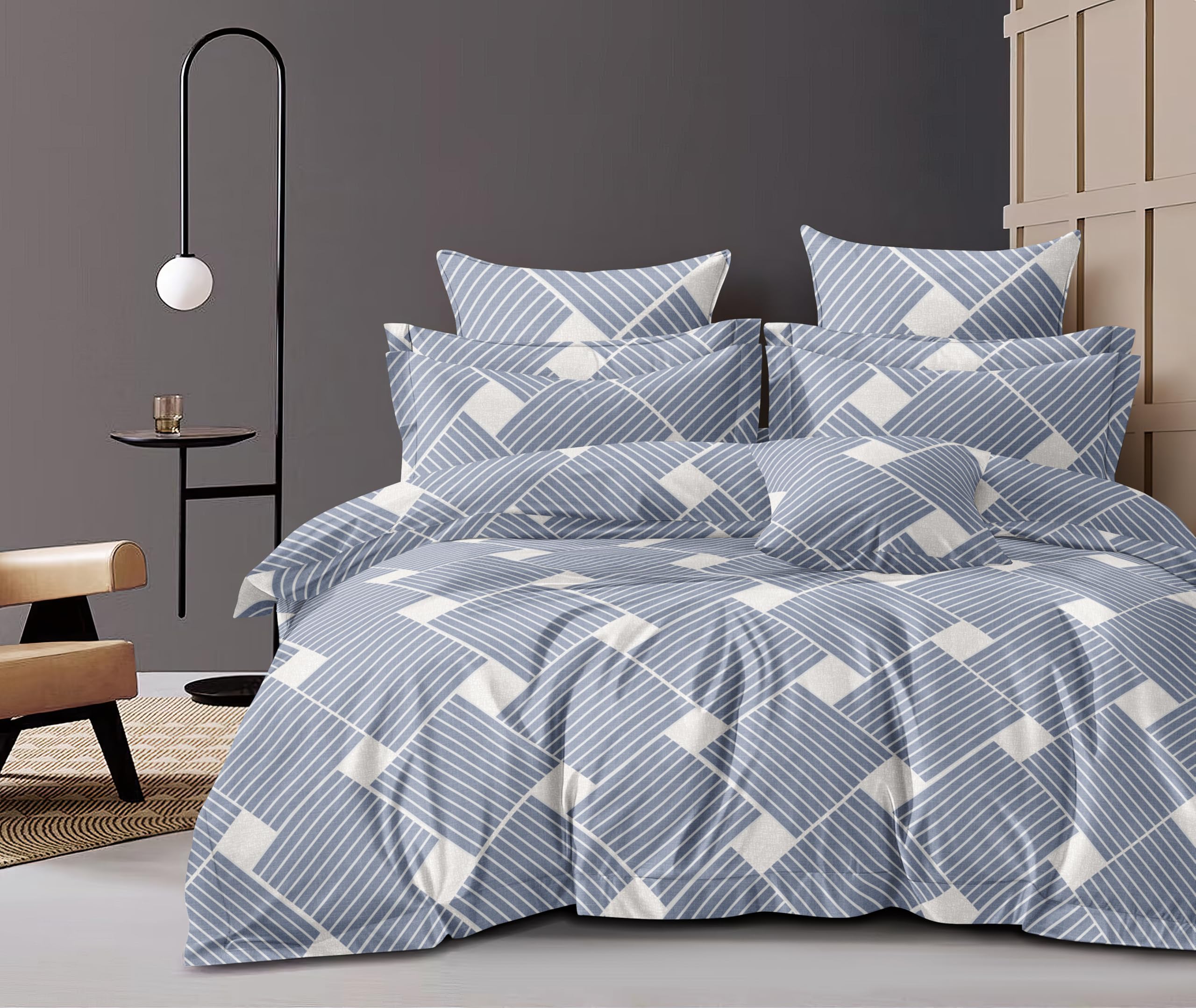 THE HOME STYLE Super Soft Glace Cotton King Size Printed Pillow Covers ll Pillow Cases ll Set of 2 Piece- 18"x 28" Inches (Cloudy Bliss)
