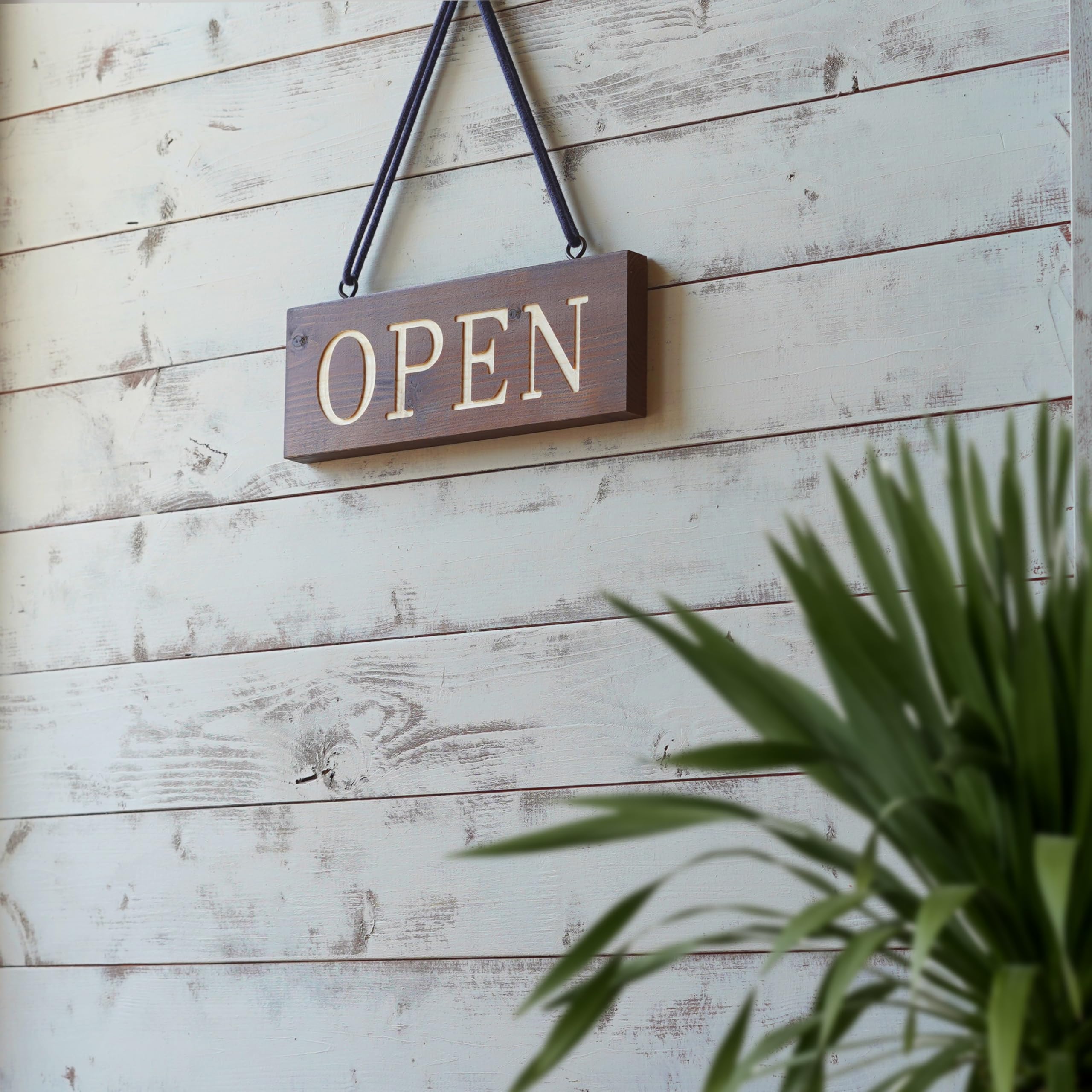 Amazon | 木製オープン看板 (幅24cmブラウン) 表にOPEN 裏にCLOSEが