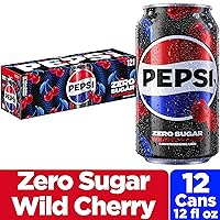 Vista 3 de Pepsi Zero Sugar Cola Soda Pop, cereza silvestre, latas de 12 onzas (paquete de 12)