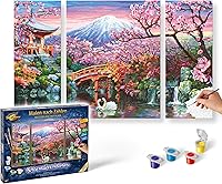 Vista 1 de Schipper 609260751 - Kit de pintura por números para adultos, diseño de flores de cerezo en Japón, incluye pincel y pinturas acrílicas, tríptico