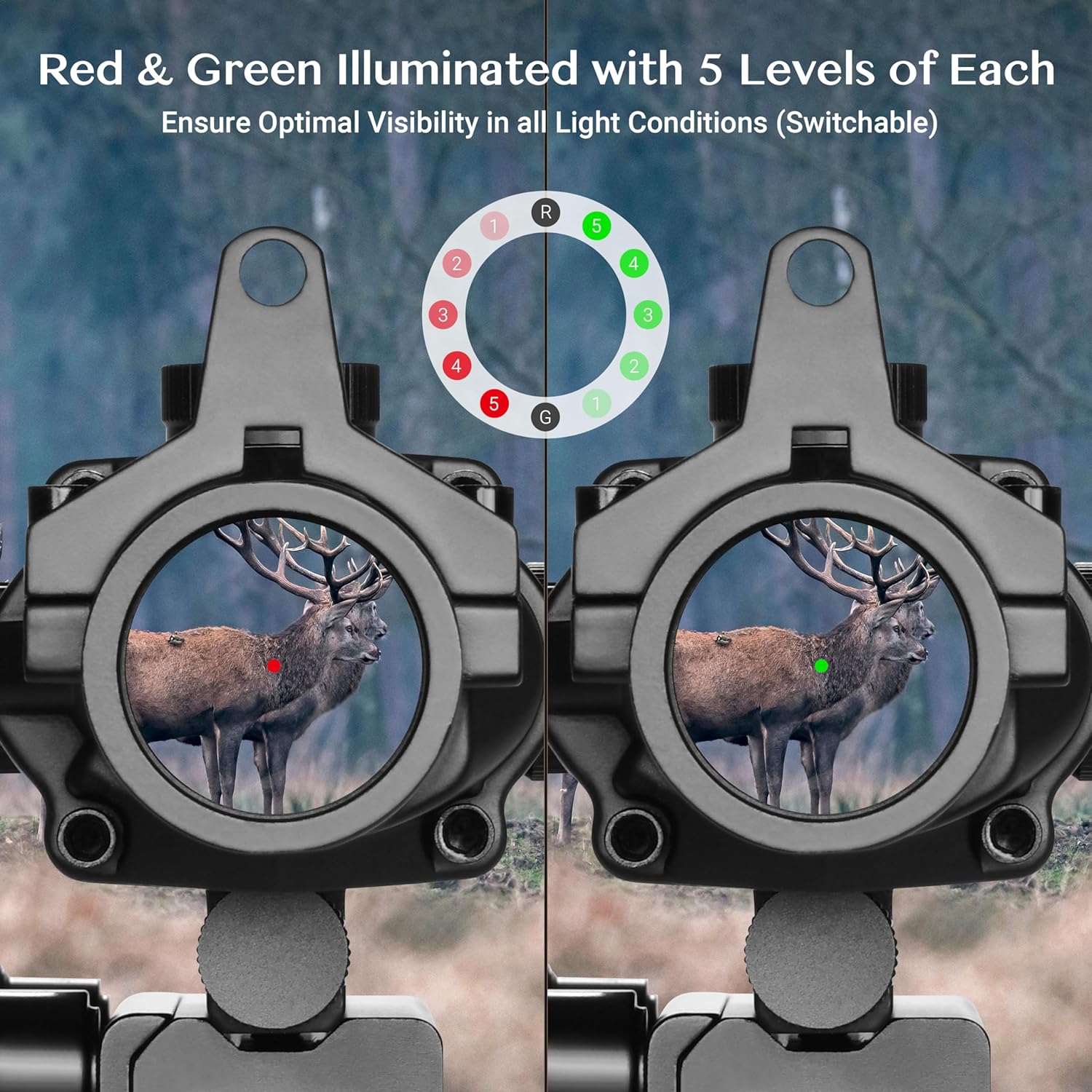 AOMEKIE Rifle Scope 1x30 Compact Tactical Scope with Dual Illuminated Reticle for 20 mm Picatinny Rail Mount