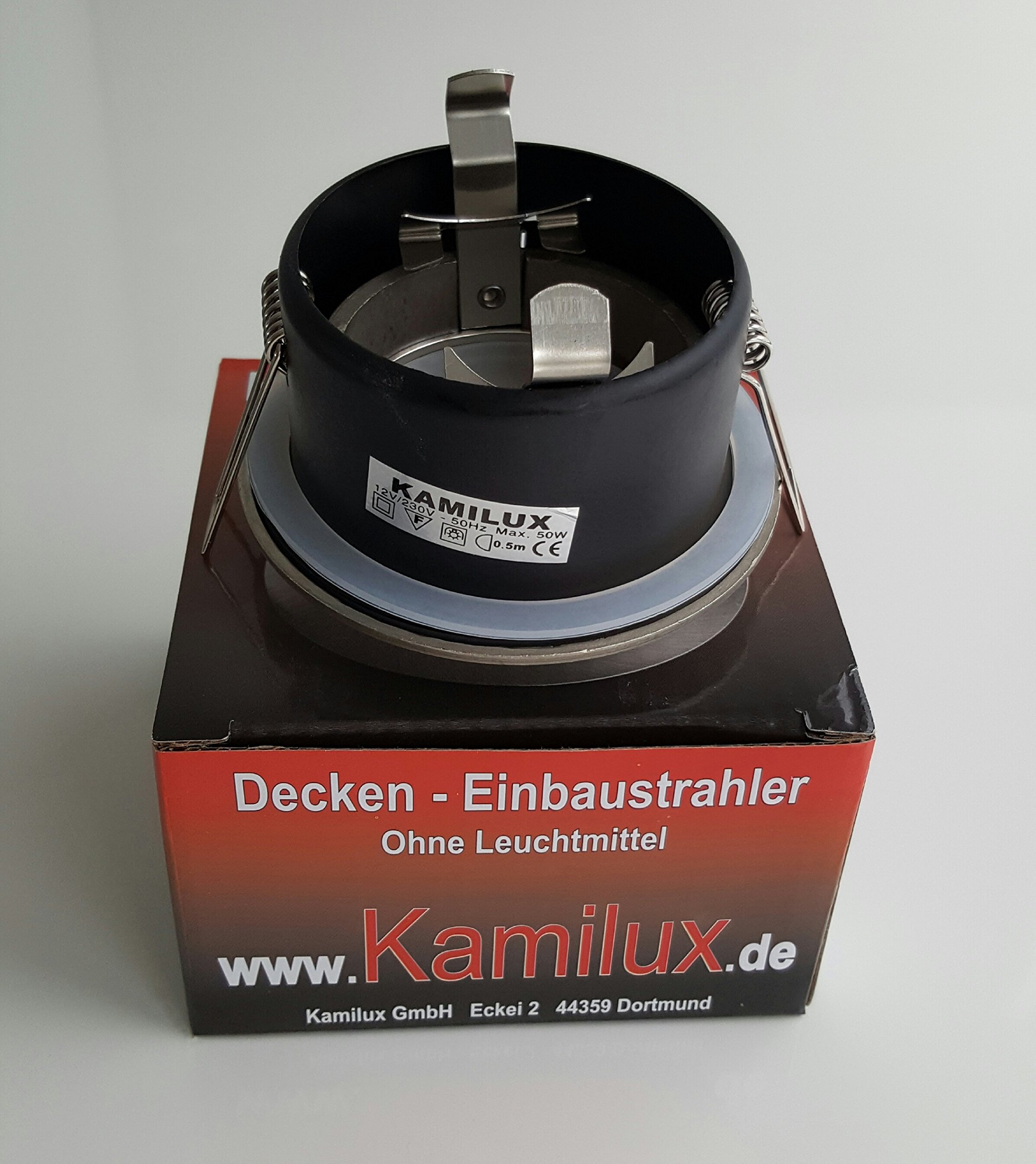 Kamilux 8er Set Power LED Bad Einbauleuchte Aqua IP65 230V GU10 edelstahl-gebürstet + Power LED 5 Watt in kaltweiss