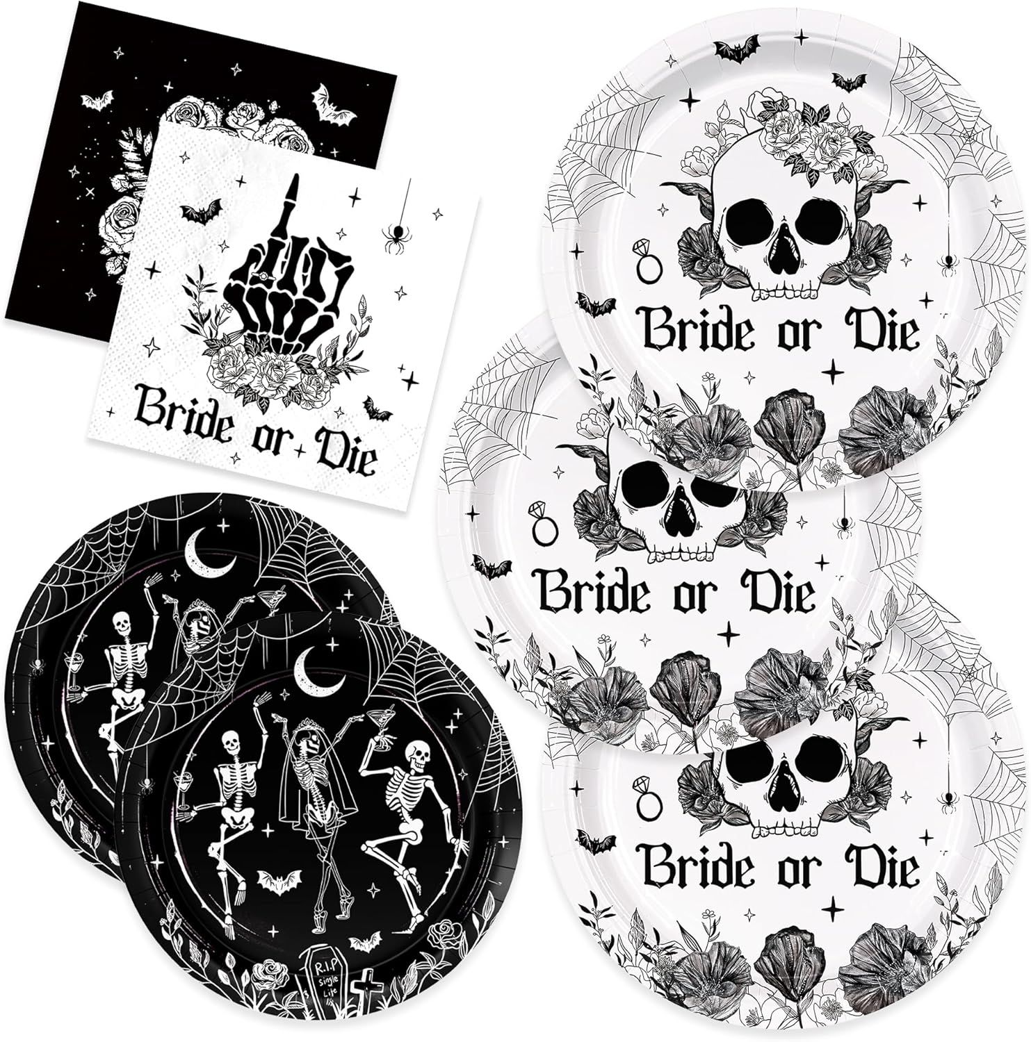 150pcs Halloween Paper Plates Napkins Halloween Tableware Disposable Black and Orange Pumpkin Plates for halloween Party Supplies Serve 50
