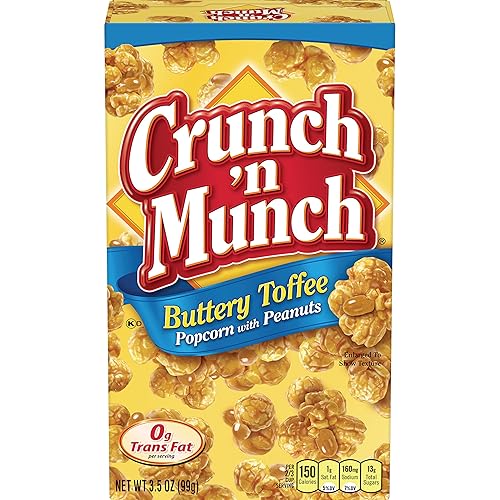 CRUNCH 'N MUNCH Palomitas de maíz de caramelo con maní, 3.5 onzas (paquete de 12)