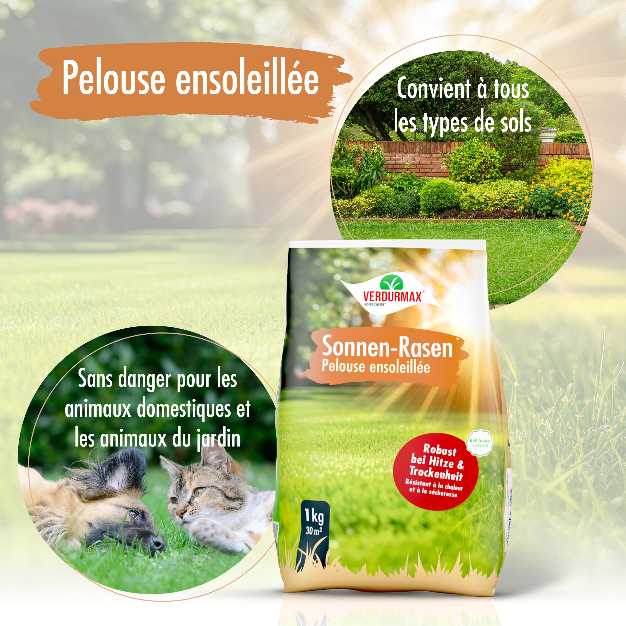 Verdurmax Pelouse Ensoleillée 2 x 1 kg - Gazon Dense et Robuste