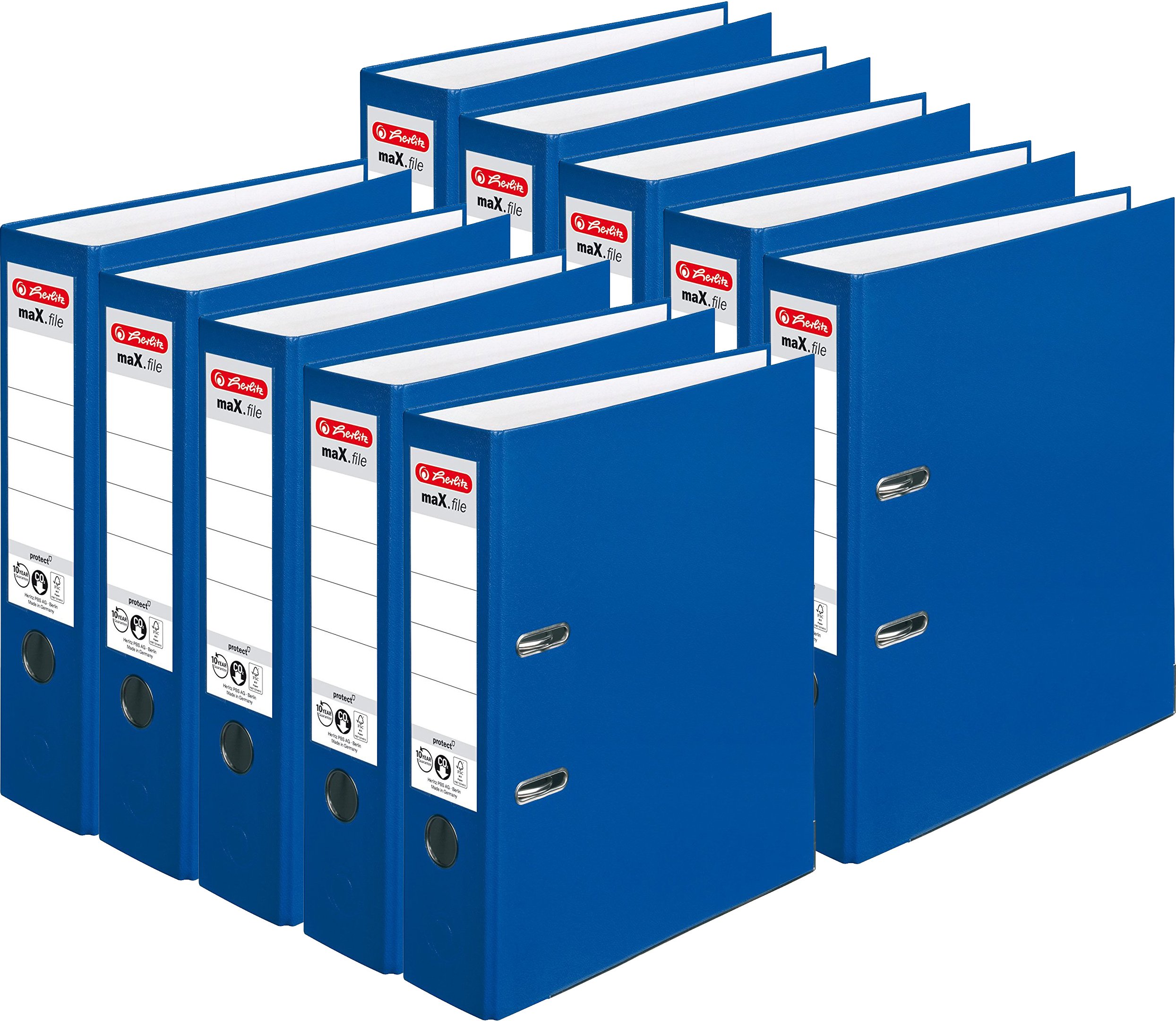 Herlitz Ordner maX.file protect A4 (8cm breit, Blau, 10er Pack)