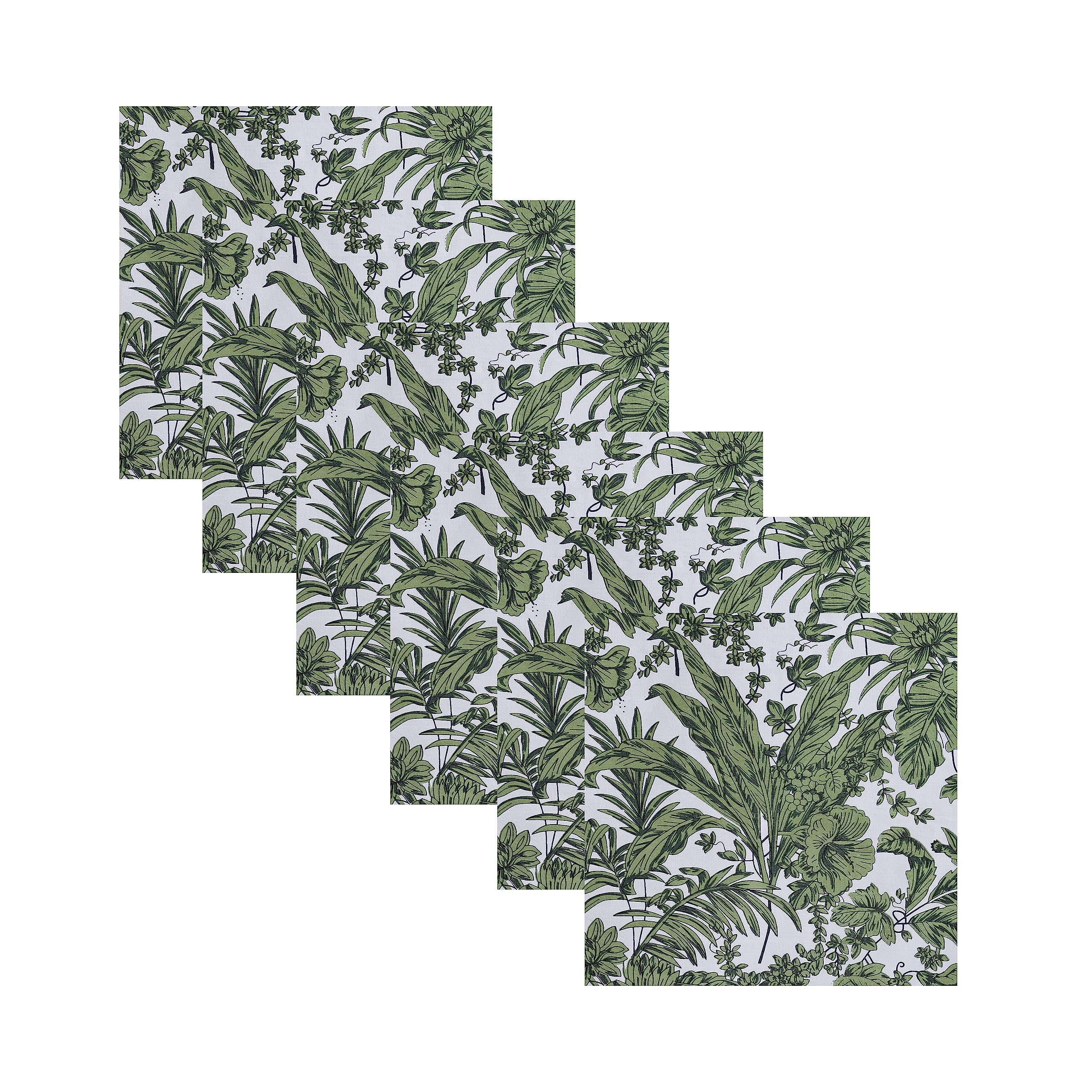 Ravaiyaa - Attitude is everything Soft Cotton Napkins | Beautiful Hand Block Print Napkins | Coffee Shop Table Decor Napkins Set of 6 PC (12 Inch, Green Leaf)