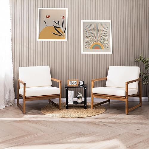 Miniatura 8 de Mesa de acento Adirondack negra para exteriores – Mesa auxiliar de madera de acacia resistente a la intemperie con almacenamiento doble, pequeña