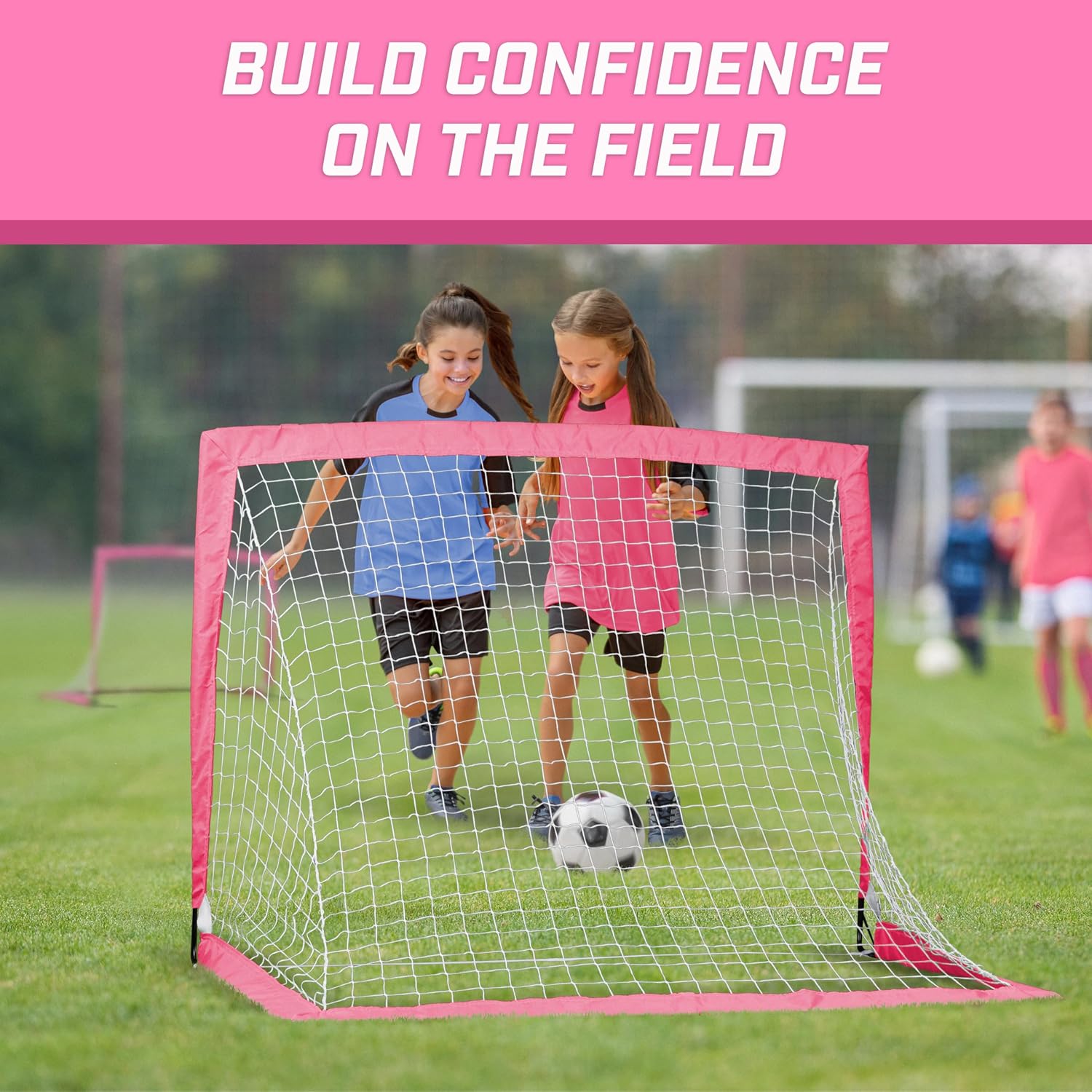 GoSports 4 x 3 ft Portable Soccer Goals for Kids - 13 Colors - Set of 2 Team Tone Pop Up Nets for Backyard
