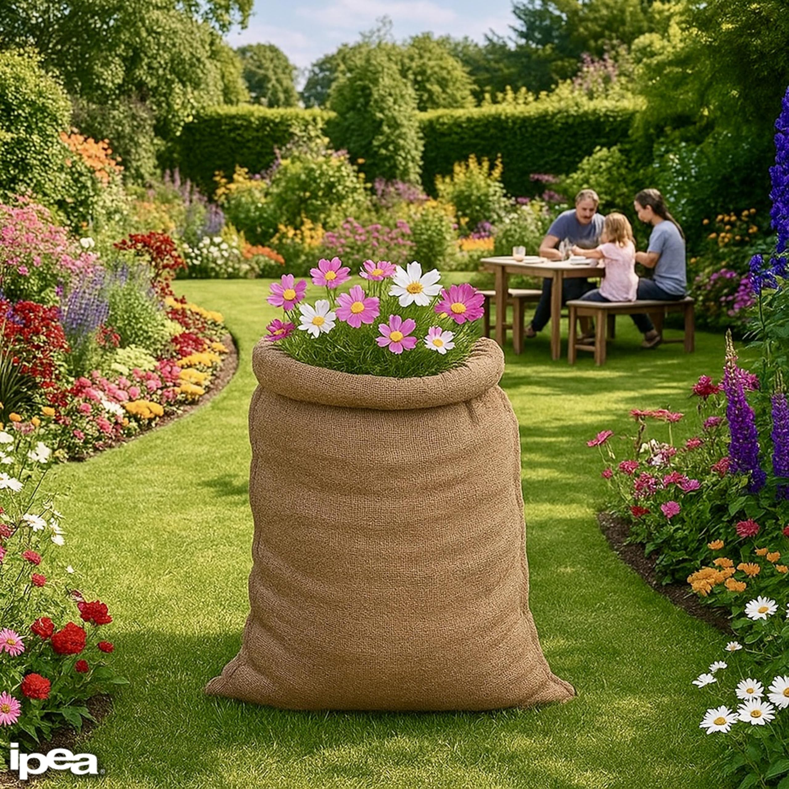 IPEA Sacchi in Juta di Grandi Dimensioni – 80 x 50 cm – Made in Italy – 5 unità – Sacco in Iuta Tessuto Naturale per Fai da Te, Arredamento, Giardinaggio, Contenitore di Oggetti - Sacco Regalo Natale
