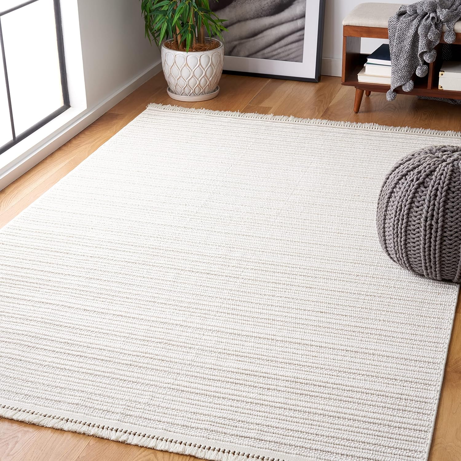 SAFAVIEH Area Rug 8x10 - Camden Collection - Large - Grey, Boho Design, Fringe Detail, Non-Shedding & Easy Cleaning, Ideal for Living Room, Bedroom, Office, Dining Space Room (CAD654F)