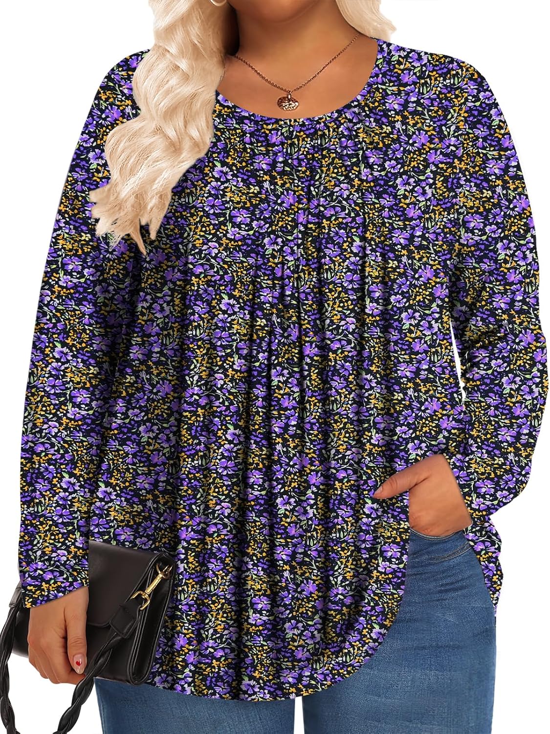 Womens Plus Size Tops Long Sleeve Shirts Fall Tunics Blouses Wear with Leggings