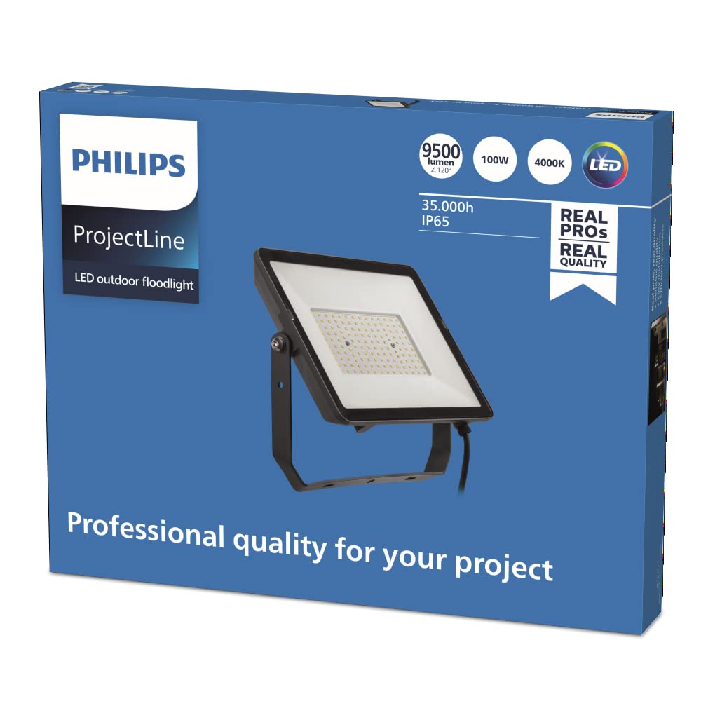 Philips Projectline LED Floodlight [100 Watts - 4000K Cool White Light] for Outdoor Commercial Lighting (911401863984)