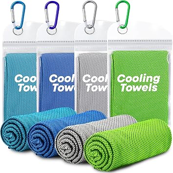 4 Pack Cooling Towels 40"x 12", Soft Breathable Gym Towels, Outdoors Ice Towel for Neck and Face, Camp Essentials Microfiber Sweat Towels for Gym, Run, Yoga, Workout, Travel, Climb