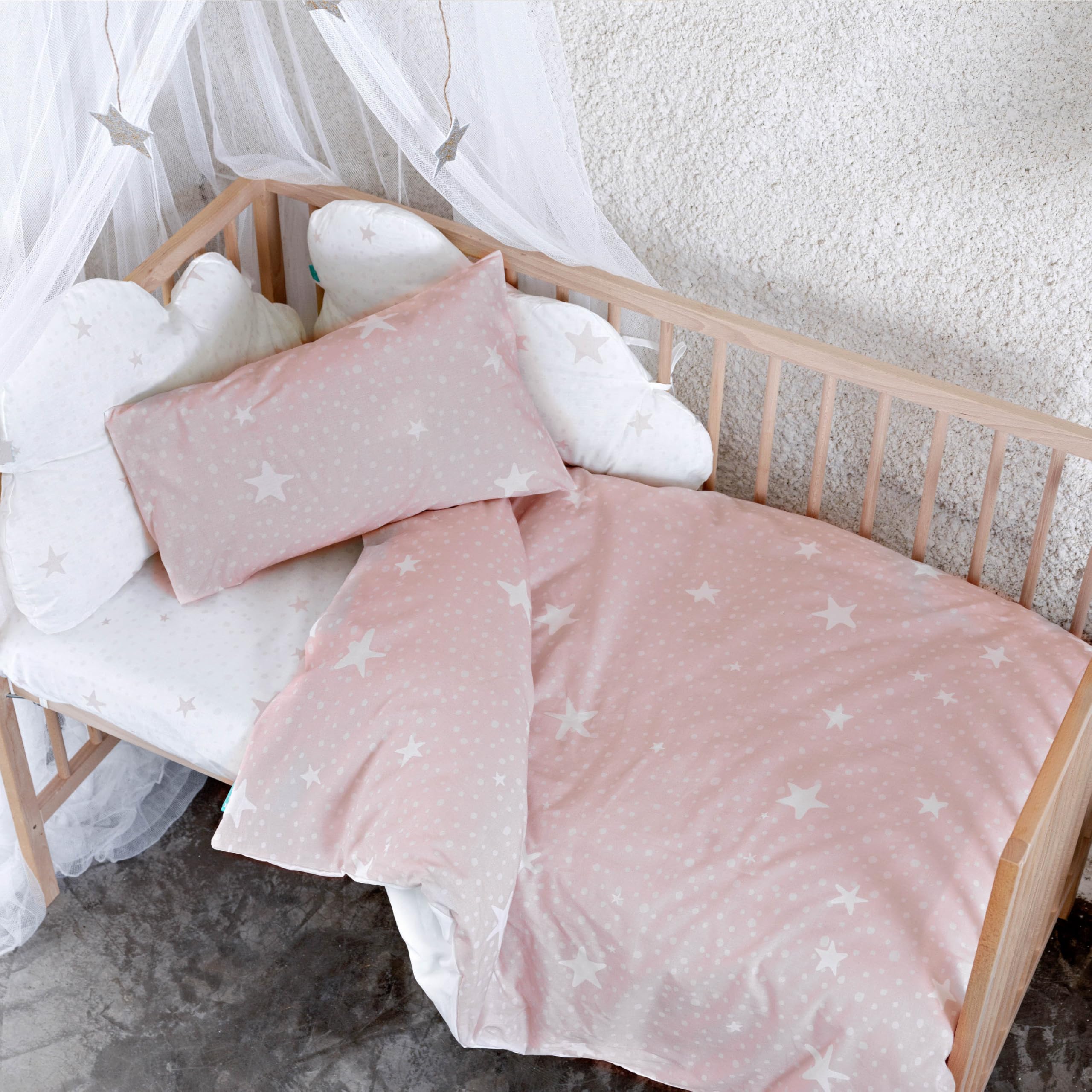 Parure de lit bébé rose 115x145 cm pour maxicuna 2 pièces