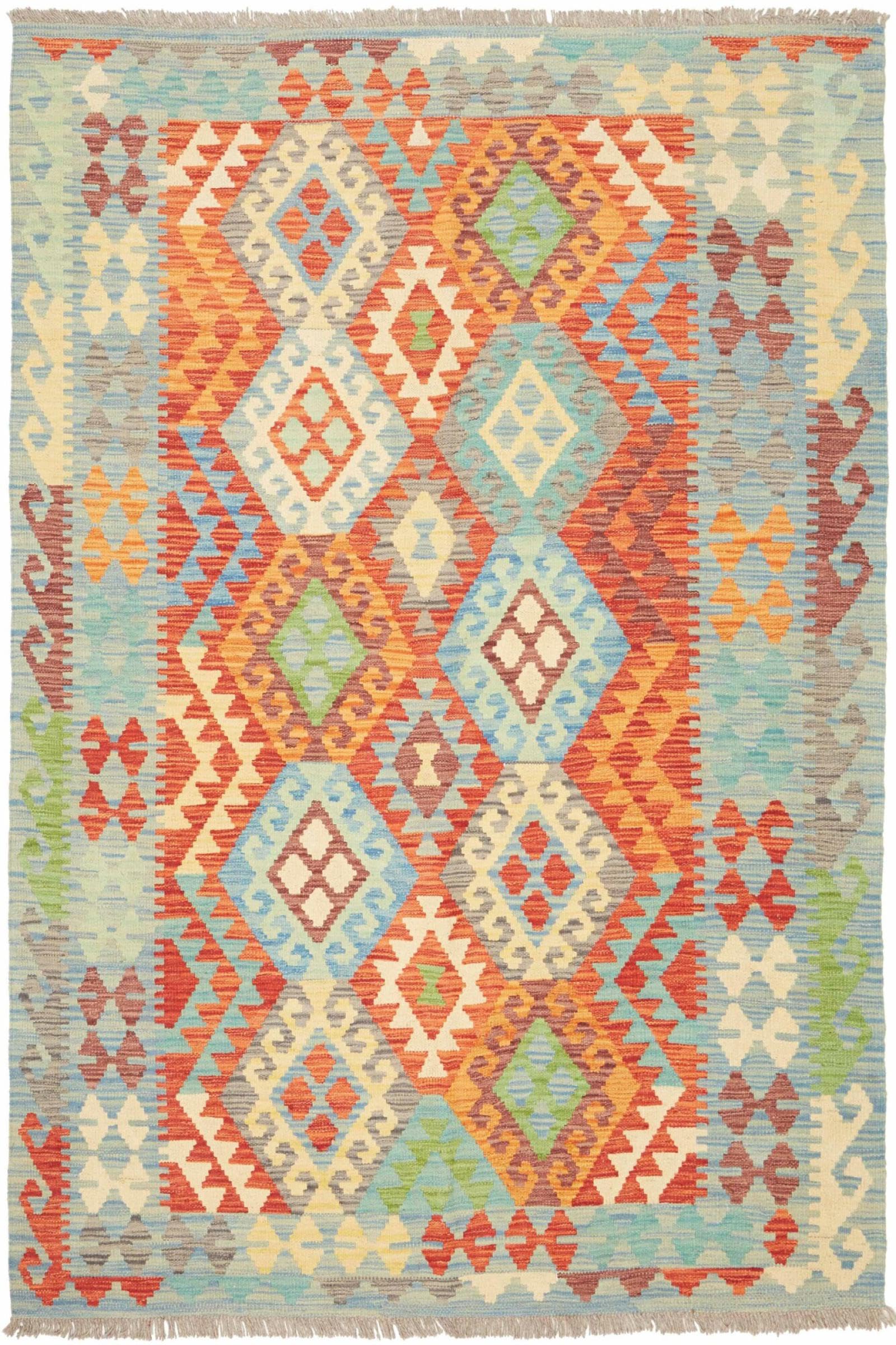 Kilim Afghan 152x204 cm en laine tissé à la main | Tapis d'orient authentique