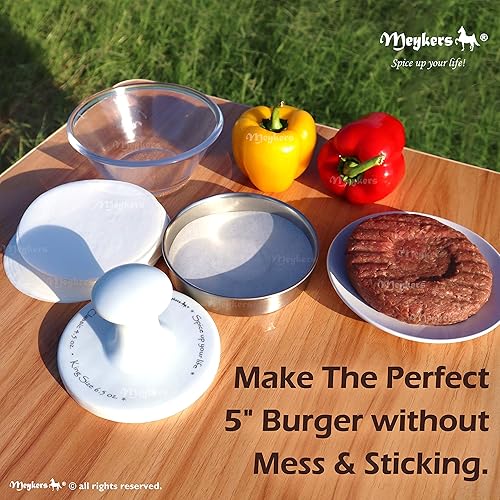 Vista 2 de Meykers Hojas de papel para prensa de hamburguesas de 5 pulgadas 300 piezas de papel redondo para hamburguesas para separar las empanadas Redonda
