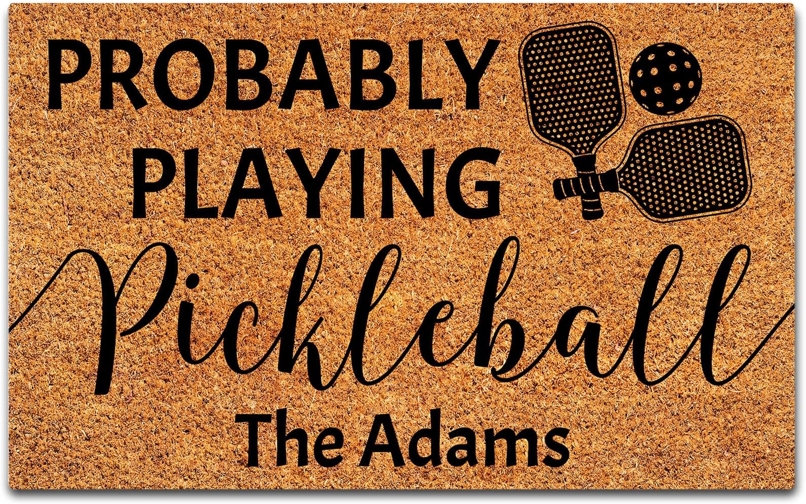 Probably Playing Pickle Ball Doormat, Welcome Mat, Personalized Last Name Pickleball Door Mat with Rubber Back Rugs for Home Kitchen Front Door Indoor Entrance Outdoor House Decor 23.6x15.7