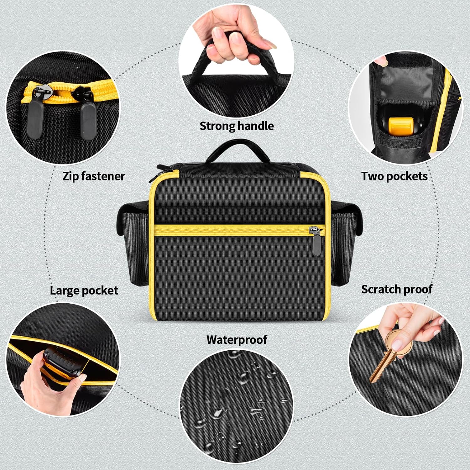 Air Compressor Bag Case Compatible with DEWALT 20V MAX Tire Inflator DCC020IB, Portable Storage Carrying Organizer for Air Pump,Battery Pack, Charger and Accessories -Inner Yellow (Box Only)