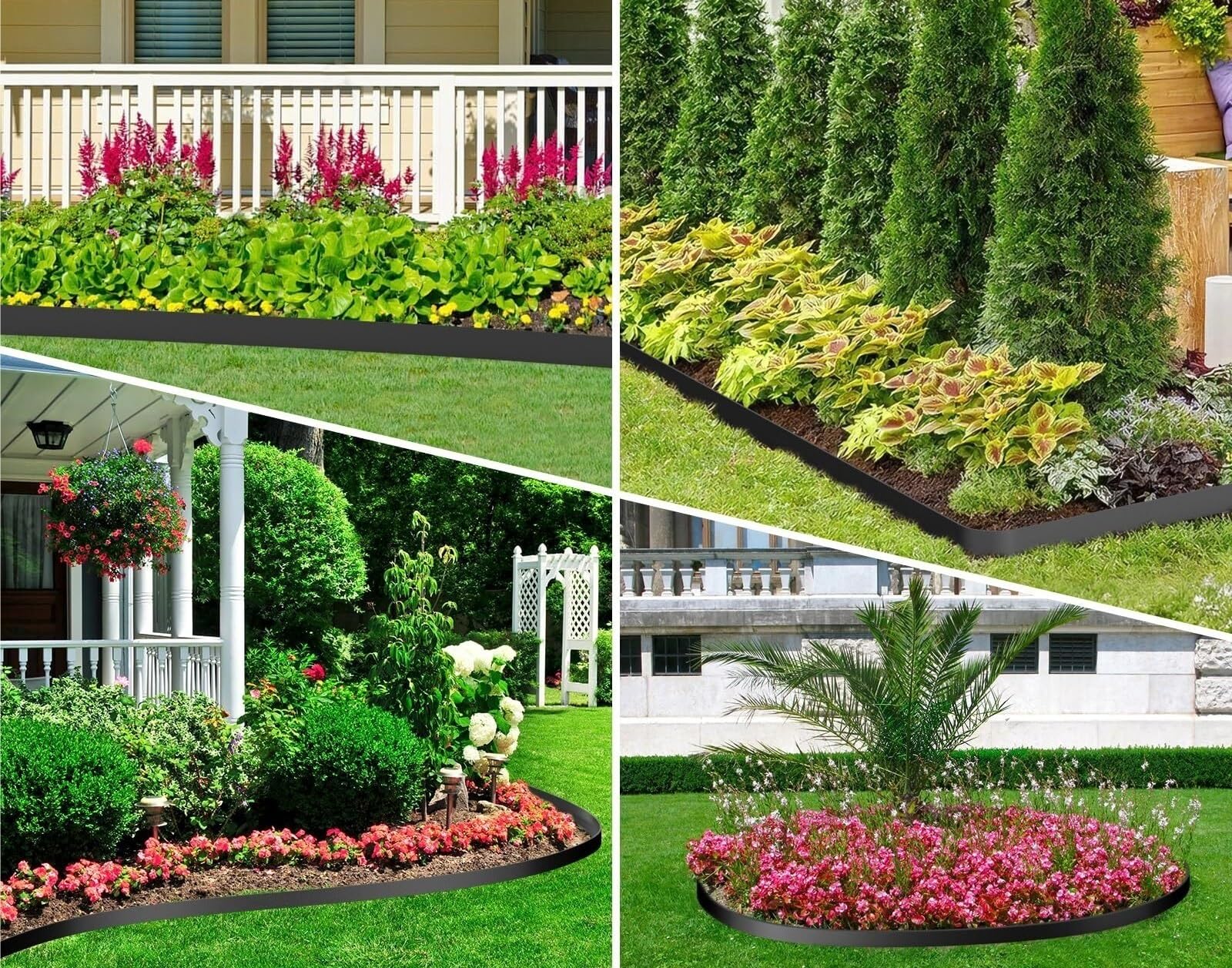 Borde de Jardín 5–30m con 15–90 Estacas, Bordura Césped en L 5cm, Separador de Césped y Grava en PE para Caminos y Parterres(Gris,6cm*15m+45 Nails)