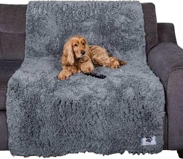 Pet Rebellion Sofa Cover for Dogs and Cats | Absorbent, Non-Slip, Machine-Wash Furniture Protector, Soft Plush Comfy Snuggle Rug for Pets | Grey, 100cm x 170cm